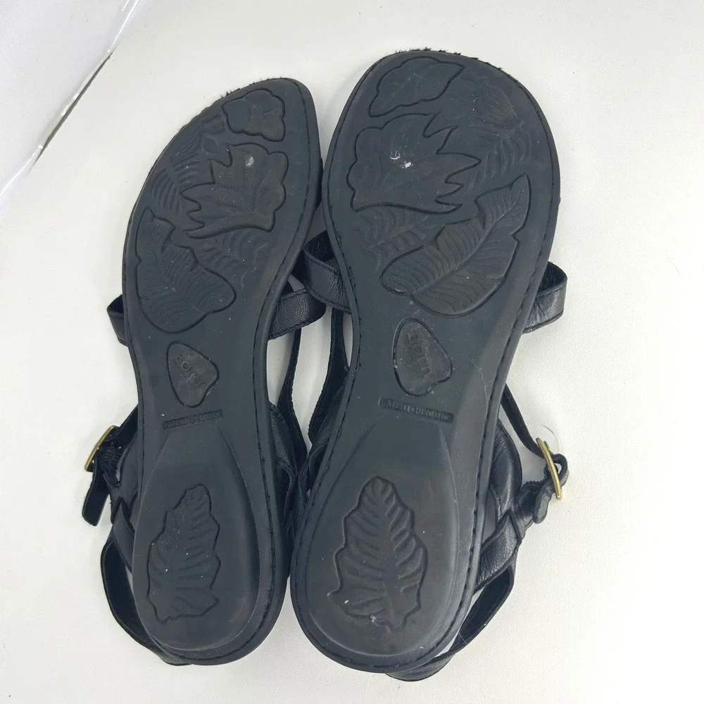 Born Leather Coastal Grandmother Strappy Slingback Sandals Size 8 Black